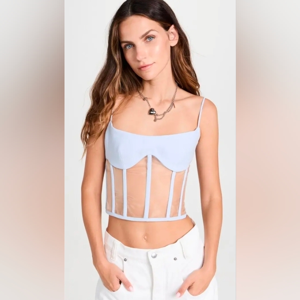 Crepe And Tulle White Corset Top - Rozie Corsets